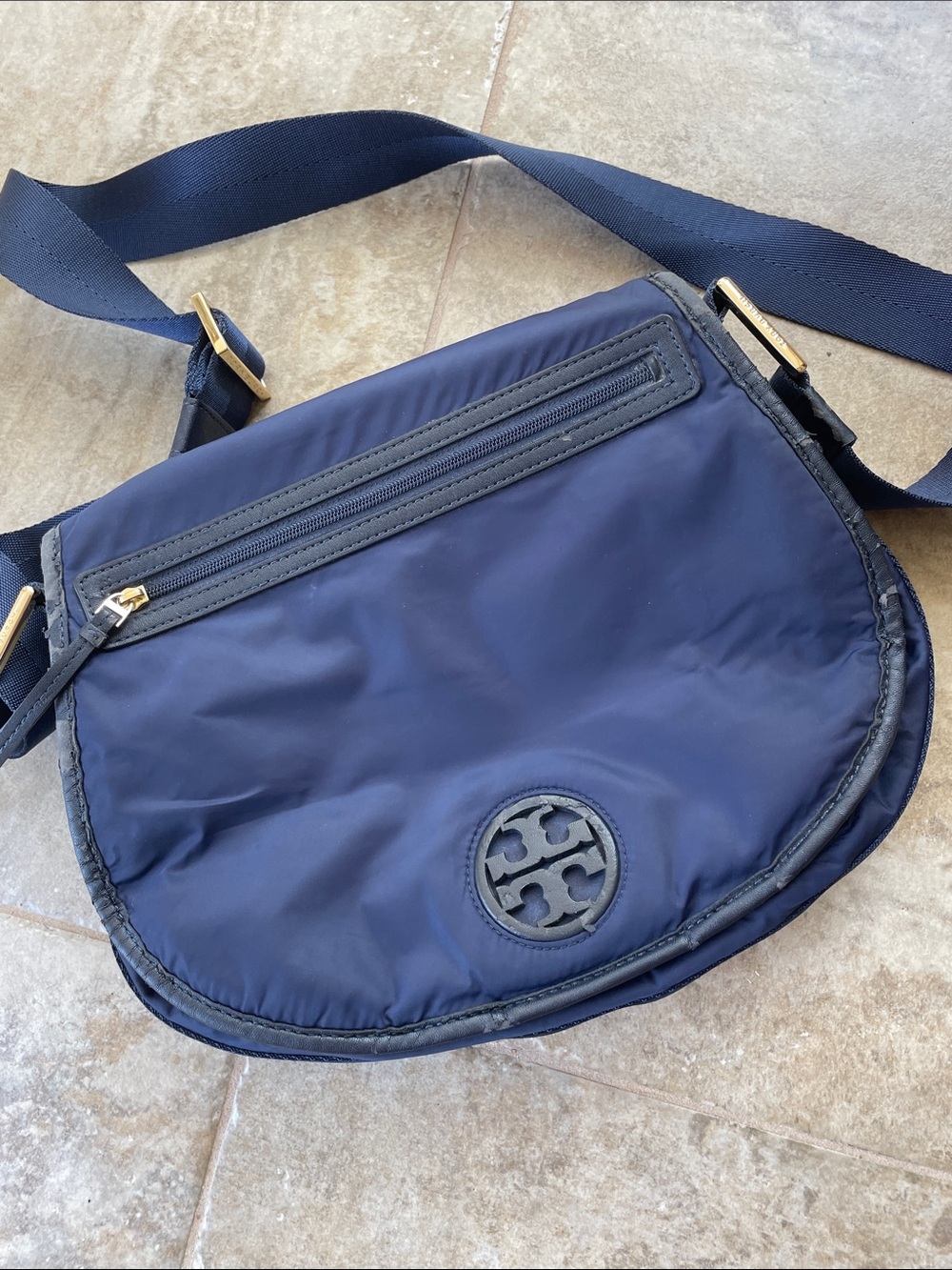 Tory Burch Navy Nylon Shoulder Bag